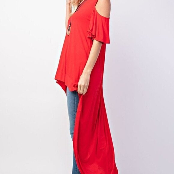 Rae Mode Hi Low Cold Shoulder Top Moss Green Viscose Modal Buttery Soft 2X Plus - Picture 10 of 14